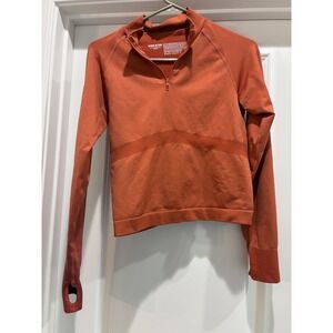 PINK Active Quarter Zip Pullover Top Medium / Large Crop‎ Seamless Athleisure